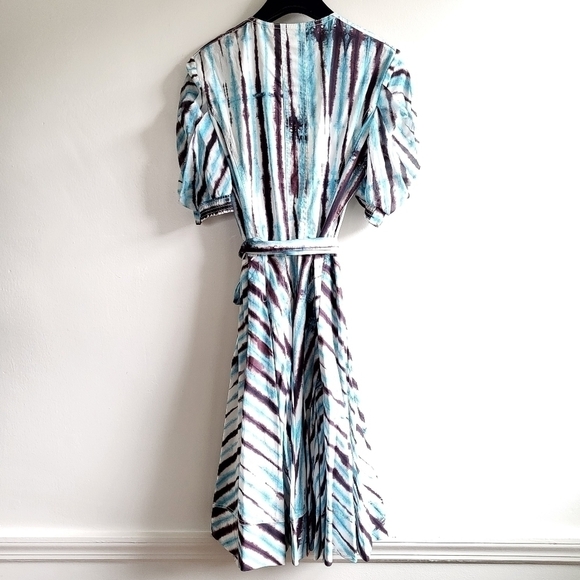 New DVF Indra Cotton Poplin Tie Dye Rain Mini Wrap Dress NWT Small - Picture 14 of 16